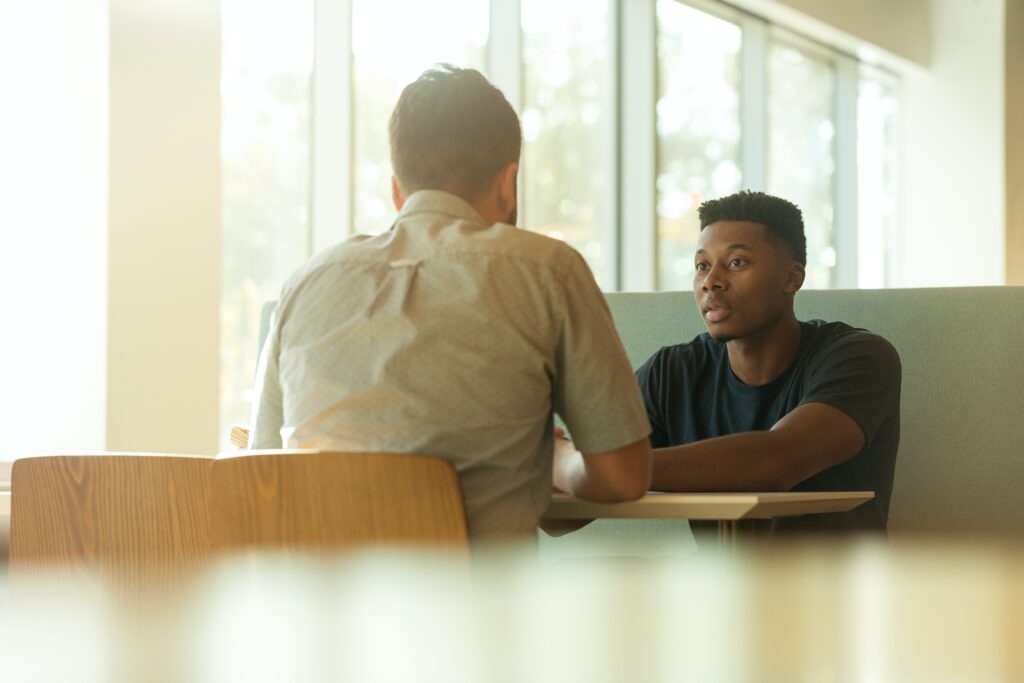 Two people having a coaching conversation